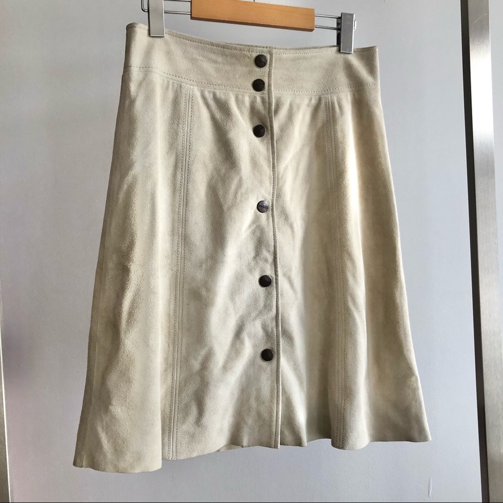 Iceberg Beige Suede Snap-Up A-Line Skirt